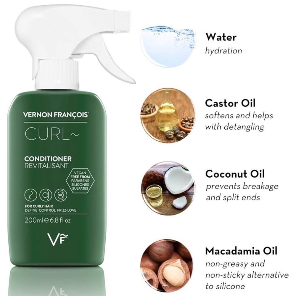 Vernon‎ François Curl Conditioner Spray for Curly Hair, Silicone Free, 6.8 oz